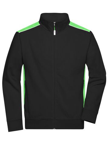 Men's Workwear Sweat Jacket-Level 2 - BLLIM - BLACK-LIME- GREEN