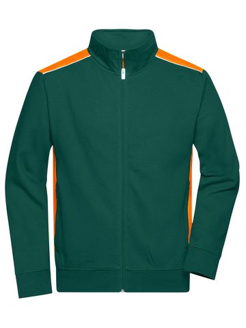 Men's Workwear Sweat Jacket-Level 2 - DGROR - DARK-GREEN-ORANGE