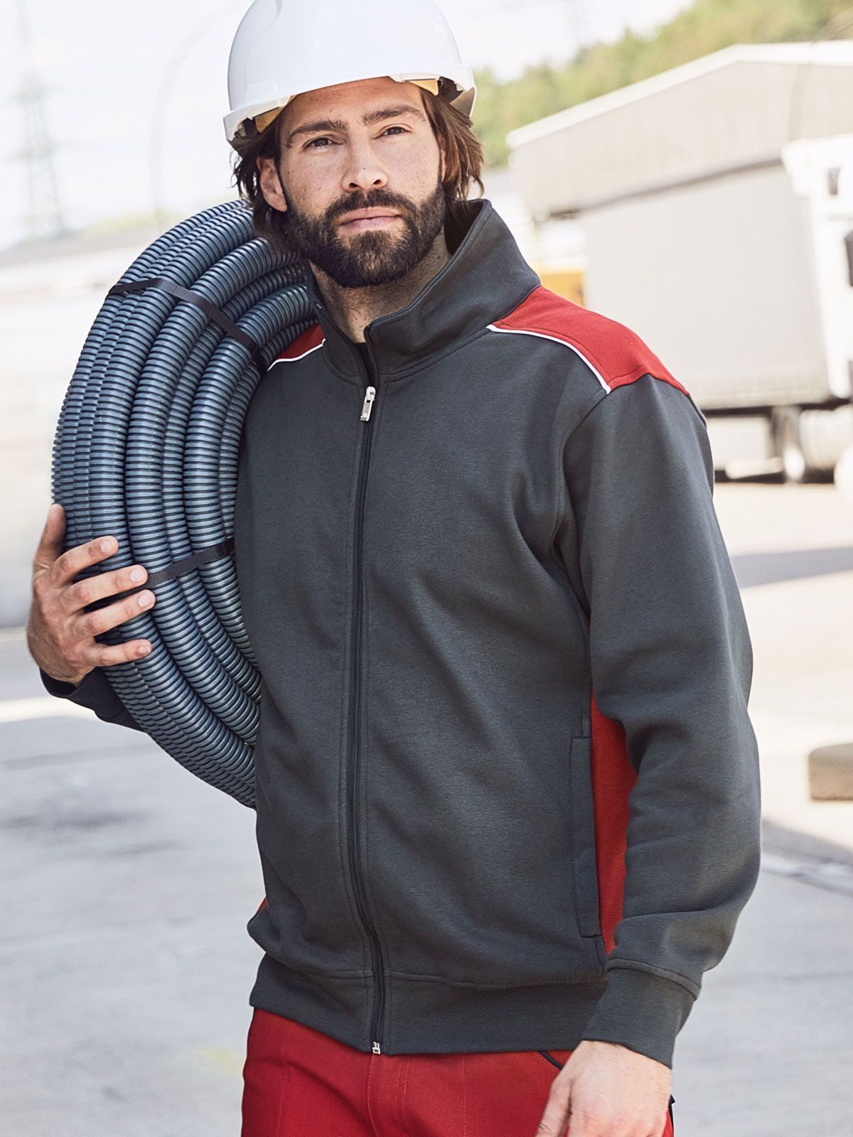 Men´s Workwear Sweat Jacket - COLOR - - CBMB - Carbon Melange