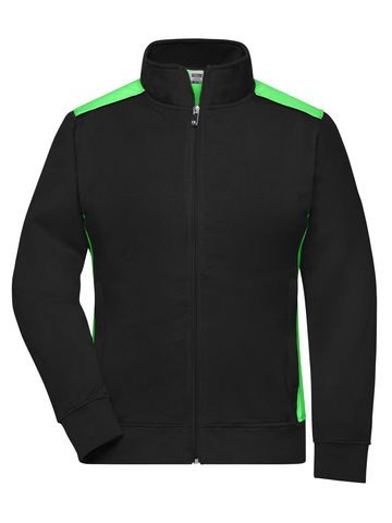 Ladies' Workwear Sweat Jacket-Level 2 - BLLIM - BLACK-LIME- GREEN