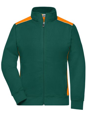 Ladies' Workwear Sweat Jacket-Level 2 - DGROR - DARK-GREEN-ORANGE