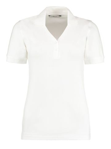 Sophia V Neck Comfortec Polo - WHI- WHITE