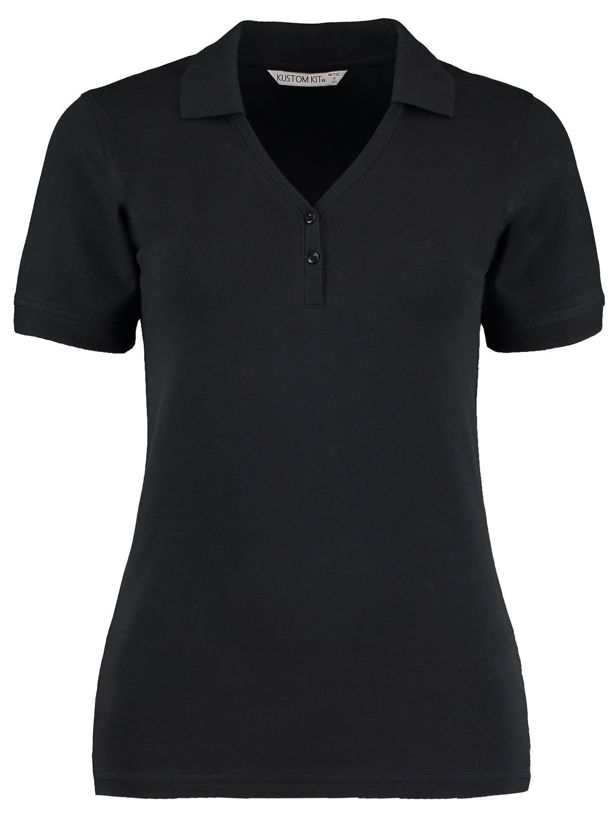 Regular Fit Comfortec® V Neck Polo - Black
