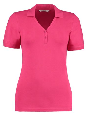 Sophia V Neck Comfortec Polo - RASPB- RASPBERRY