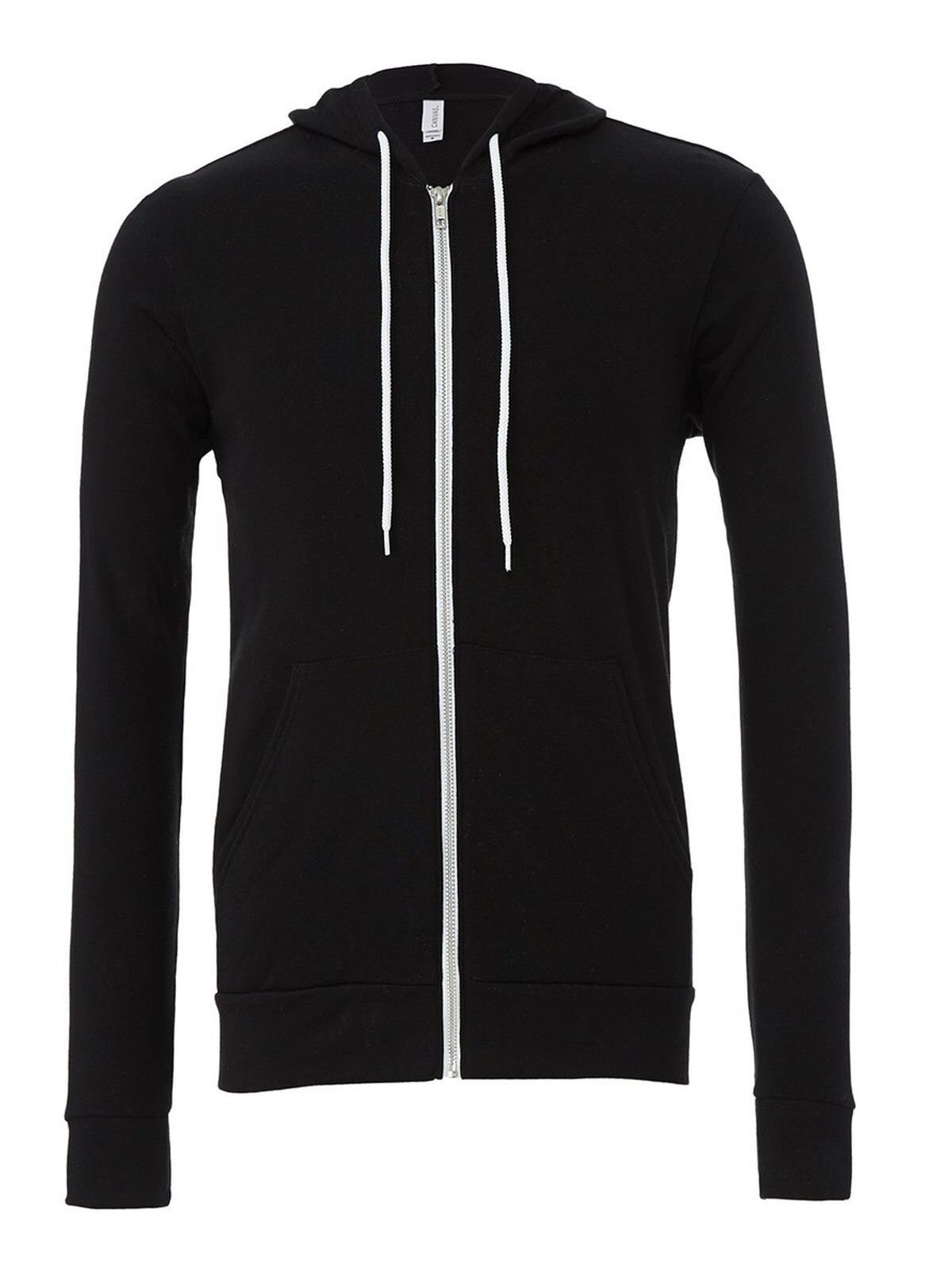 Unisex Poly-Cotton Fleece Full-Zip Hoodie - BK - Black