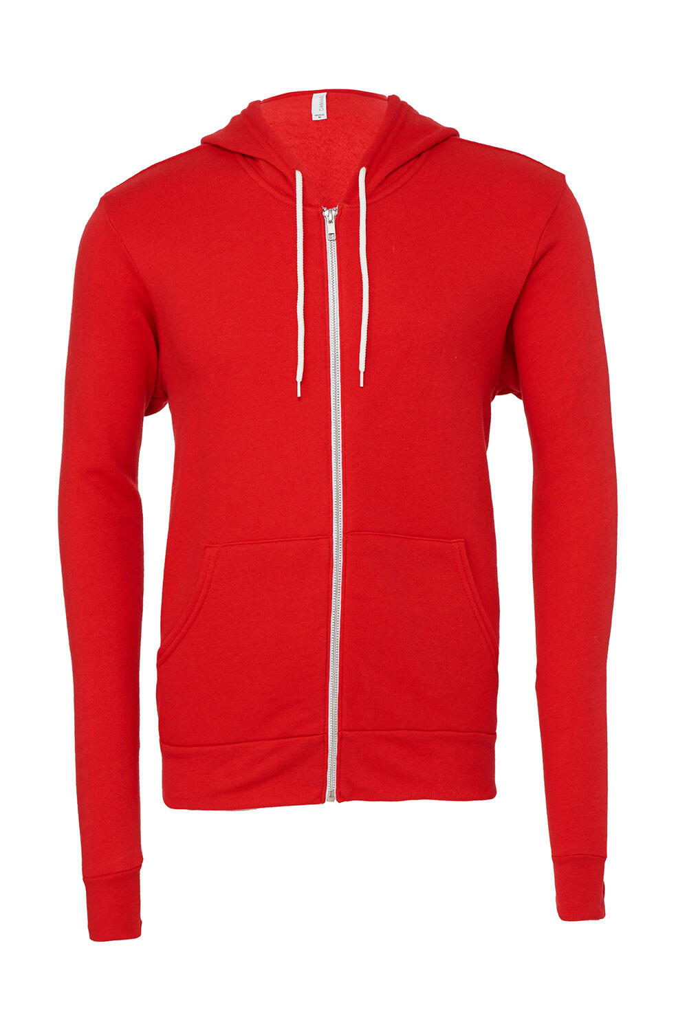 Unisex Poly-Cotton Fleece Full-Zip Hoodie - RD - Red