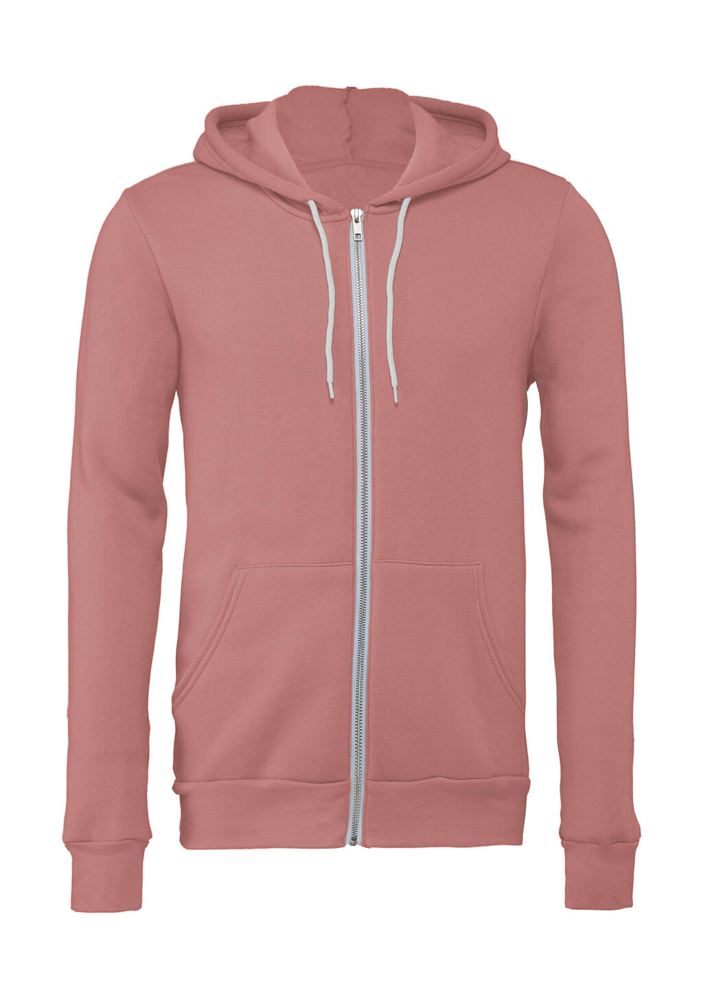 Unisex Poly-Cotton Fleece Full-Zip Hoodie - Mauve