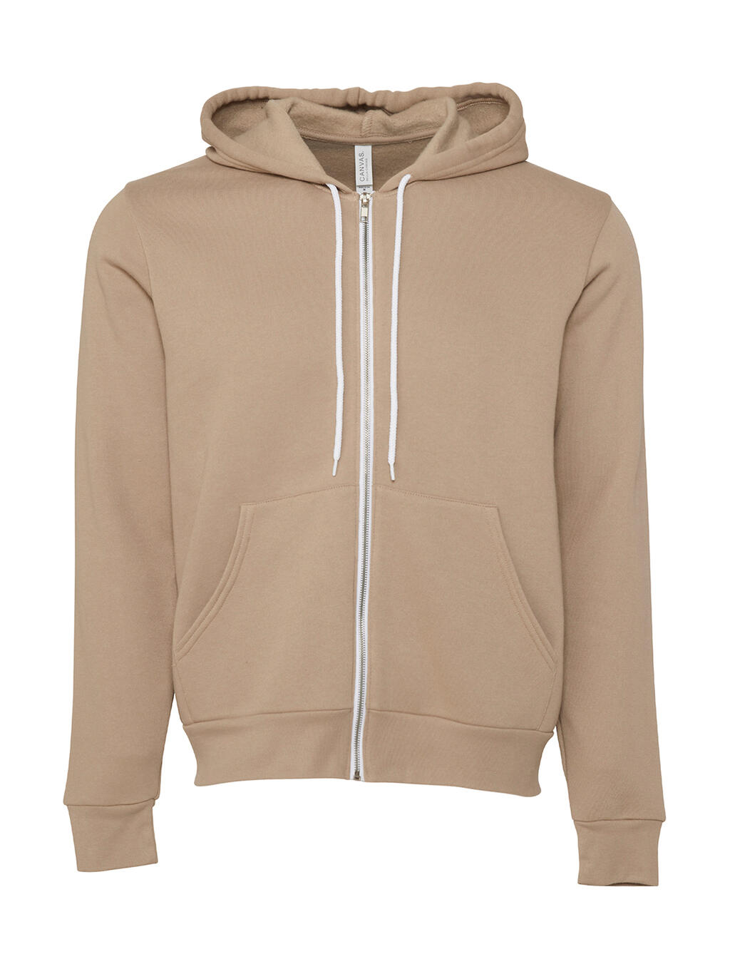 Unisex Poly-Cotton Fleece Full-Zip Hoodie - TCHO - Tan