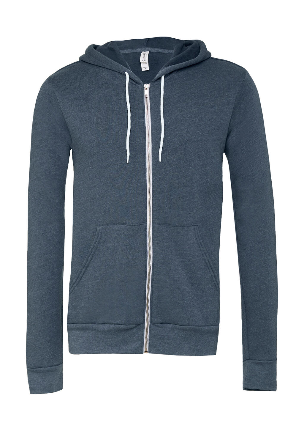 Unisex Poly-Cotton Fleece Full-Zip Hoodie - HN - Heather Navy