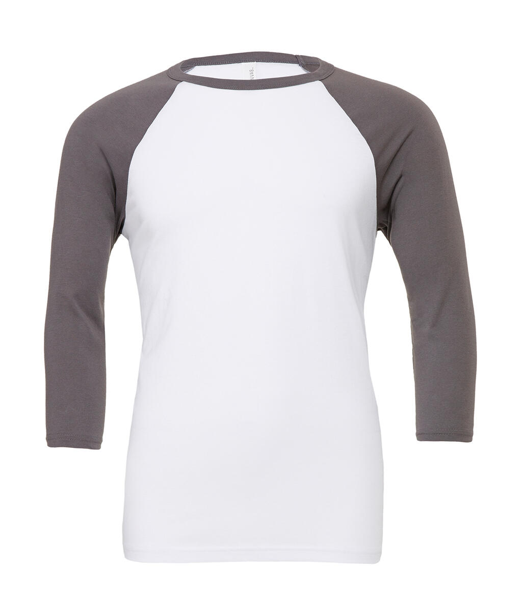 Unisex 3/4 Sleeve Baseball T-Shirt - White/Deep Heather