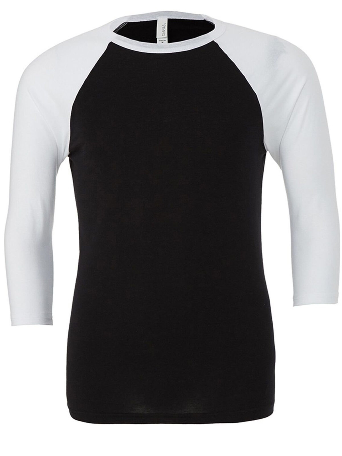 Unisex 3/4 Sleeve Baseball T-Shirt - 0100 - Black/White