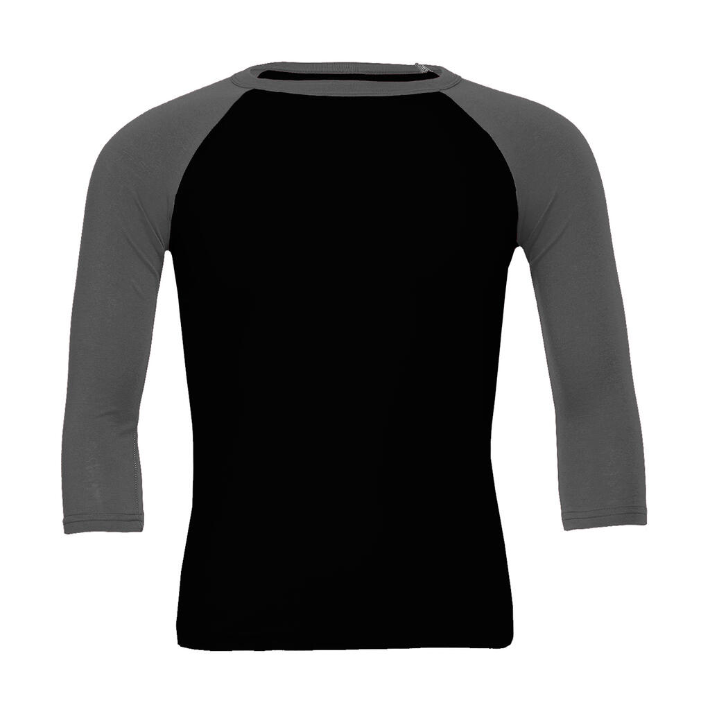 Unisex 3/4 Sleeve Baseball T-Shirt - BKDH - Black/Deep Heather