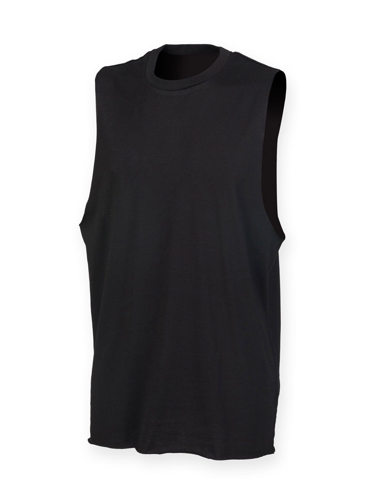 Men's High Neck Slash Armhole Vest - black