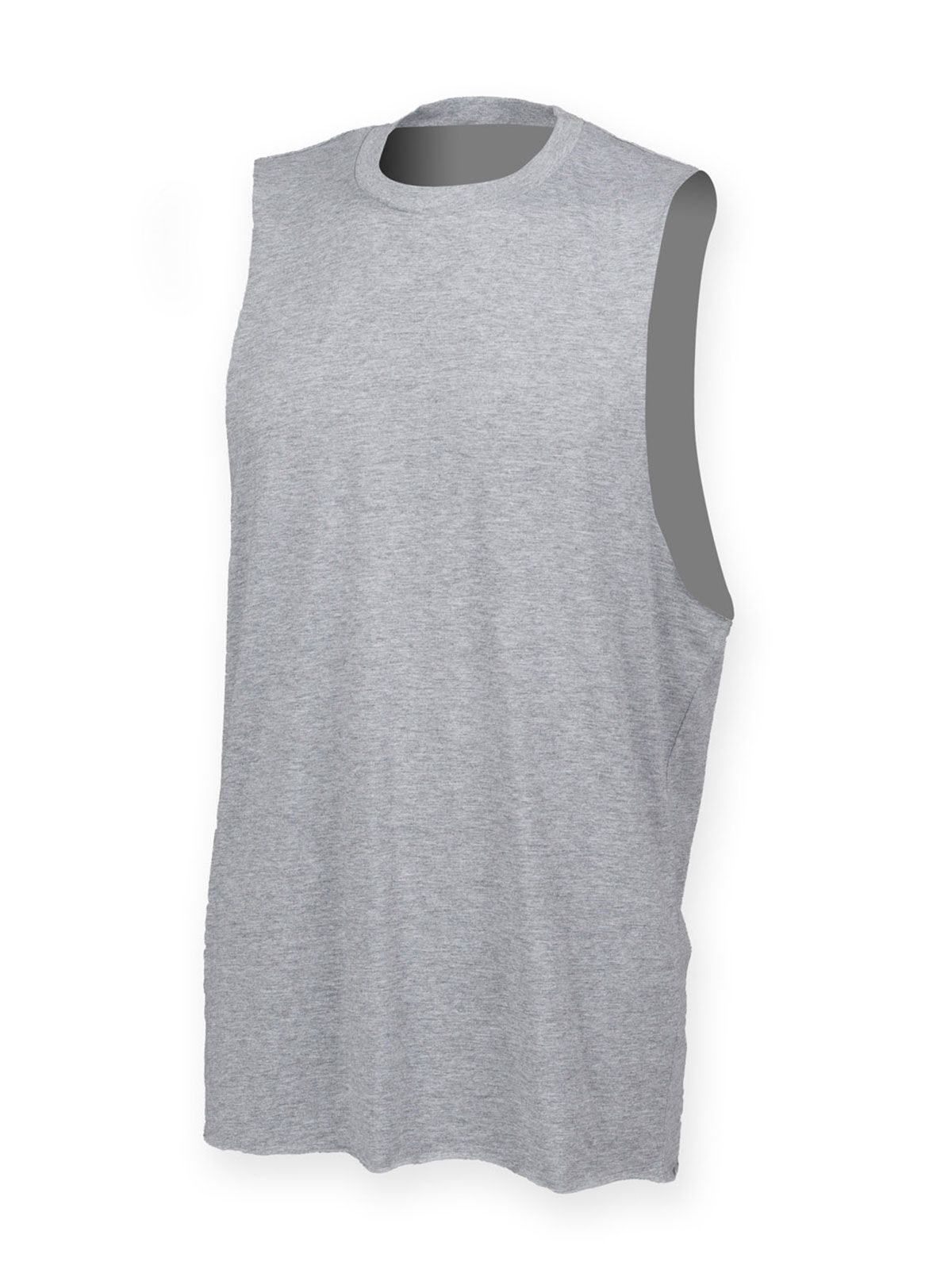 Men's High Neck Slash Armhole Vest - heather grey