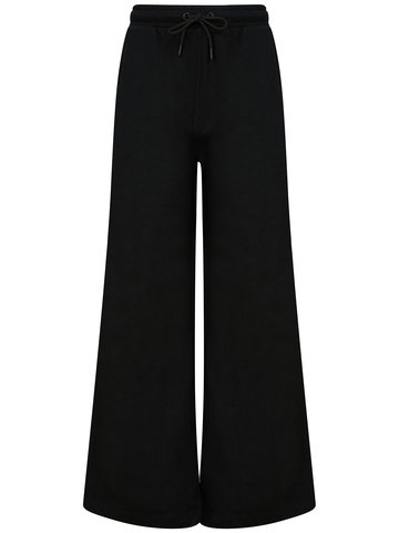 Women's Sustainable Fashion Wide Leg Joggers - BLK - Black
