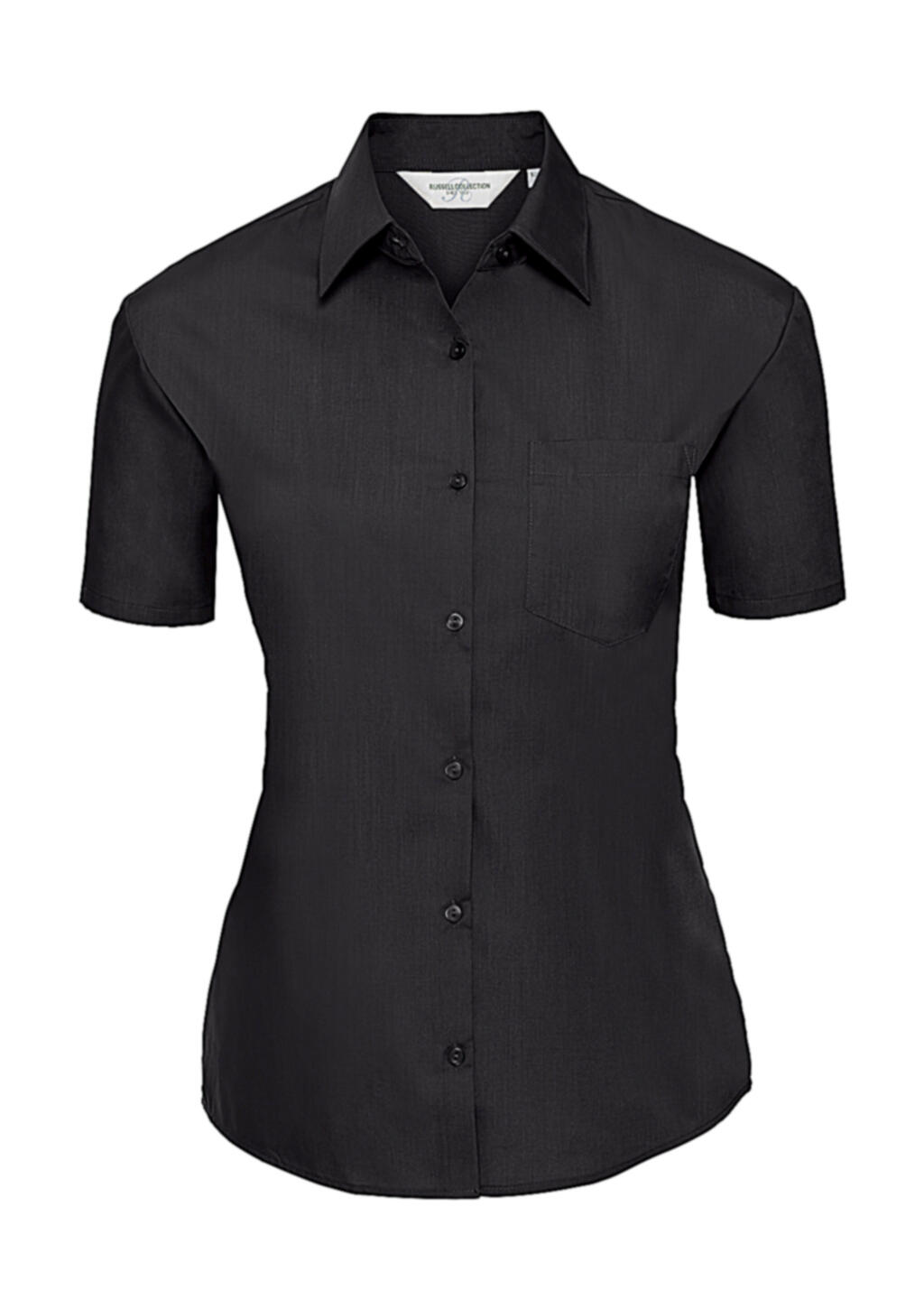 Ladies' Short Sleeve Classic Polycotton Poplin Shirt - 36 - Black