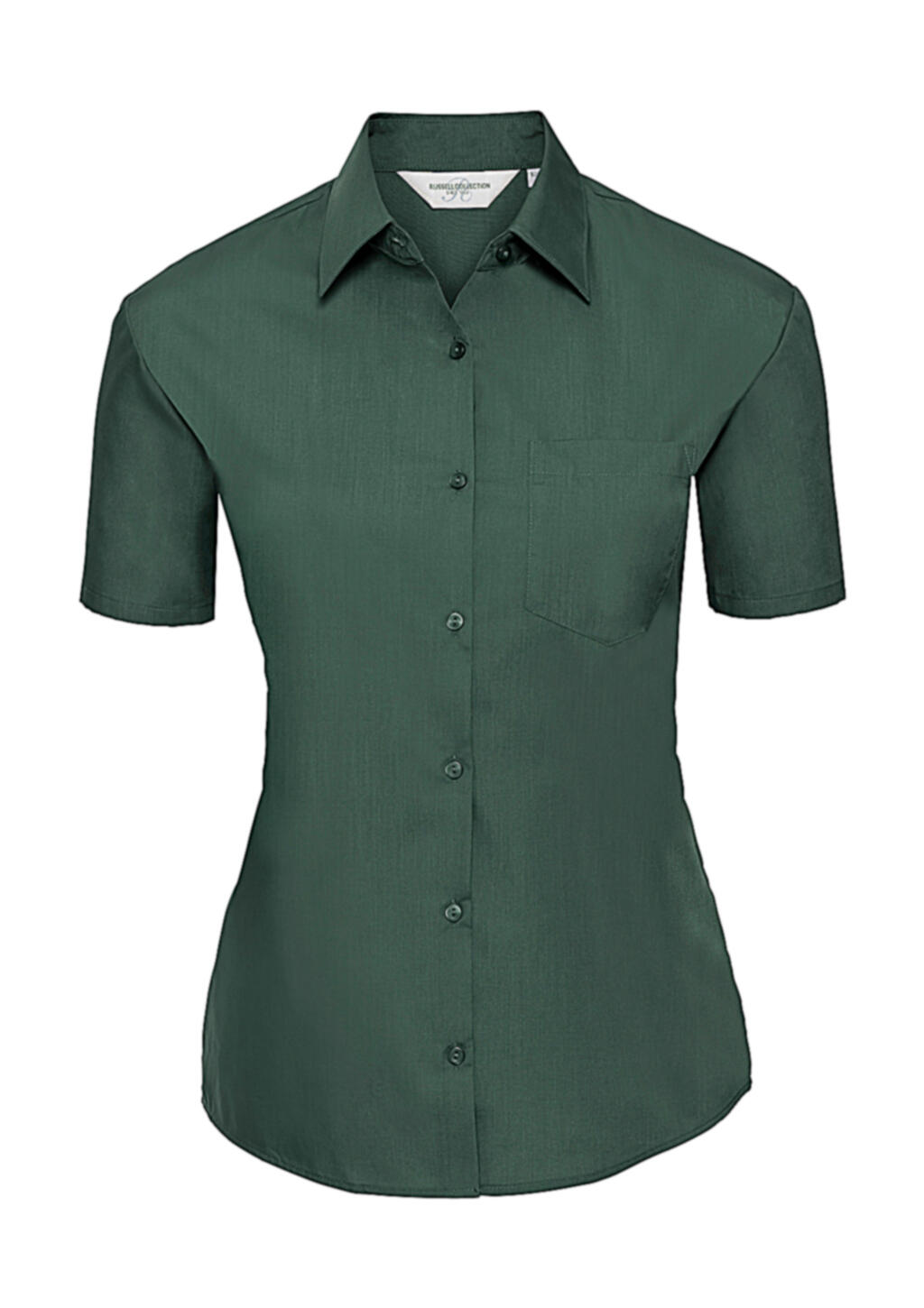 Ladies' Short Sleeve Classic Polycotton Poplin Shirt - 38 - Bottle Green
