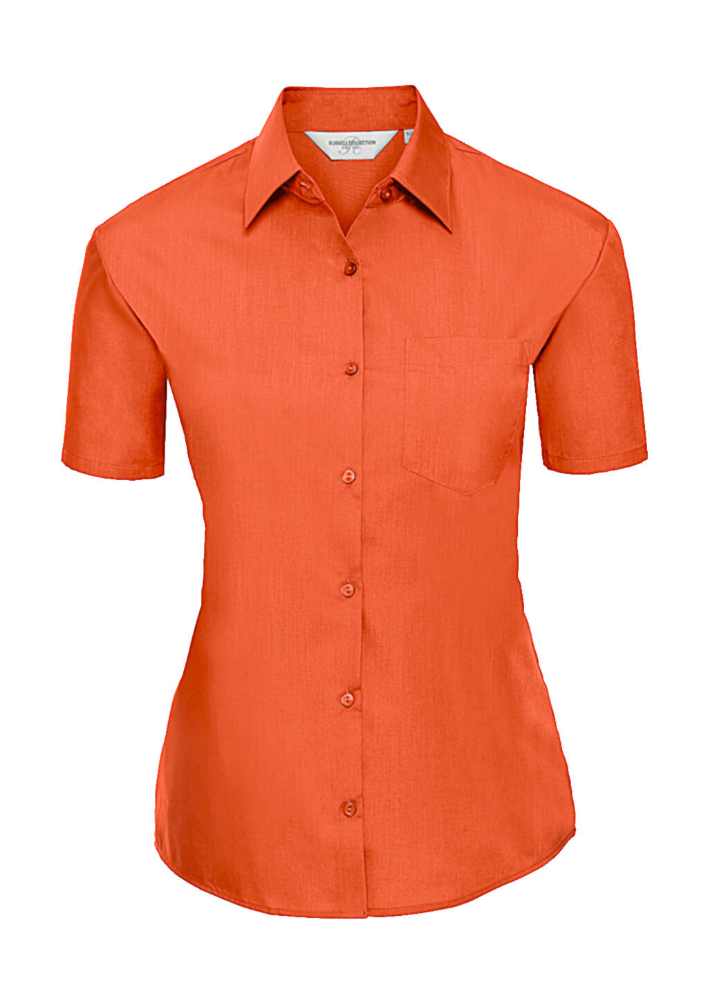 Ladies' Short Sleeve Classic Polycotton Poplin Shirt - 44 - Orange