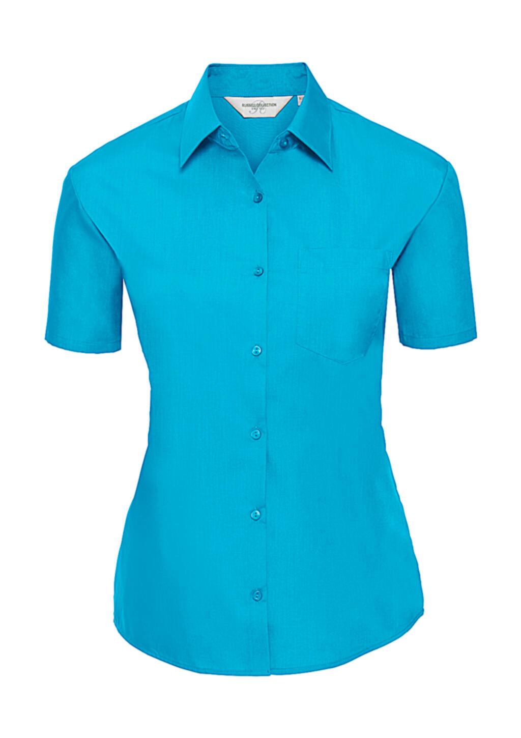 Ladies' Short Sleeve Classic Polycotton Poplin Shirt - Turquoise