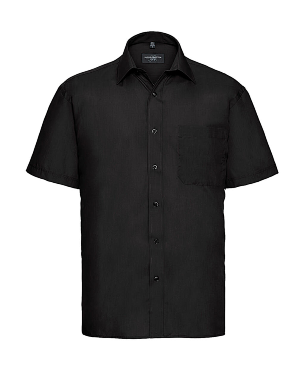 Men's Short Sleeve Classic Polycotton Poplin Shirt - 36 - Black