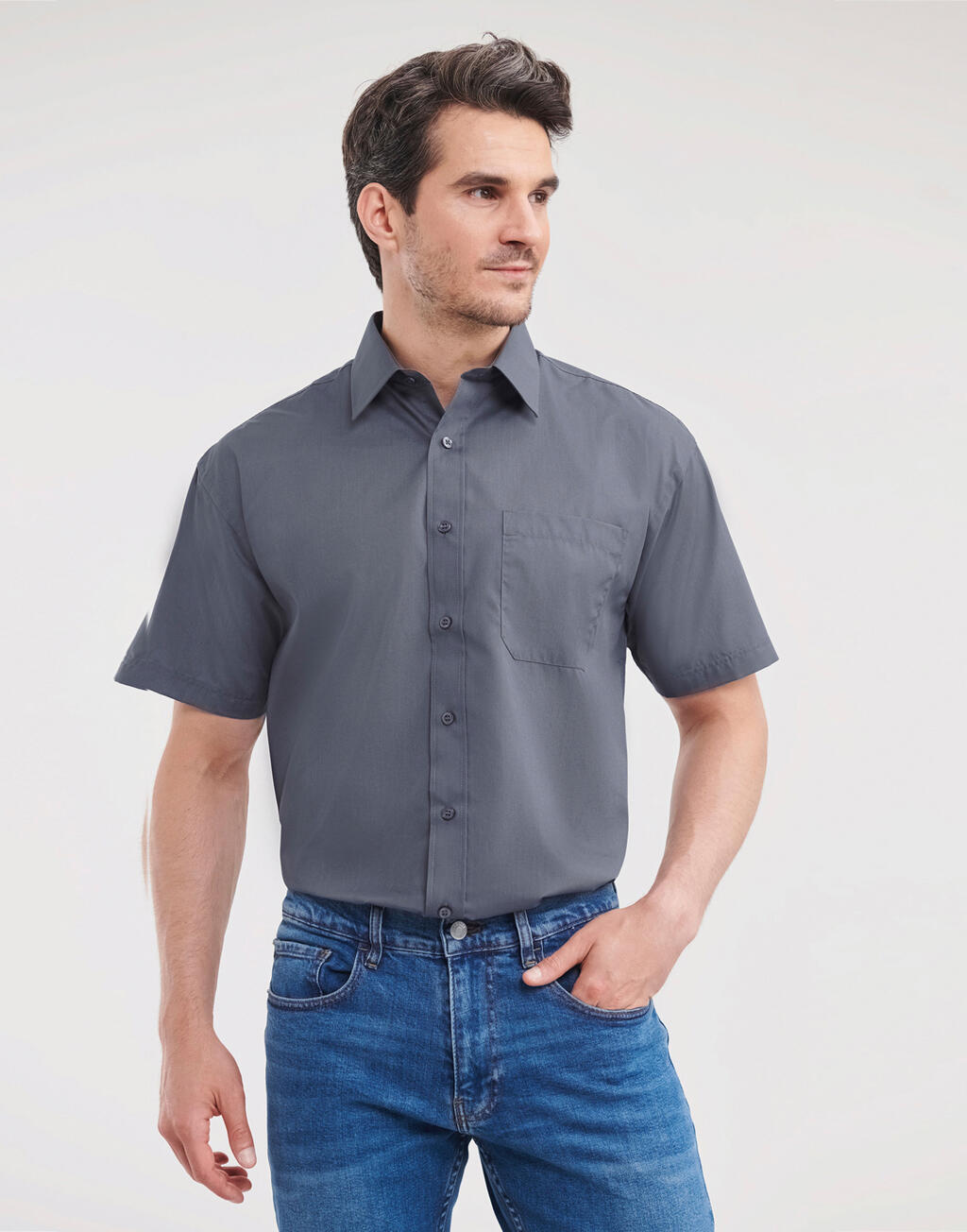 Men's Short Sleeve Classic Polycotton Poplin Shirt