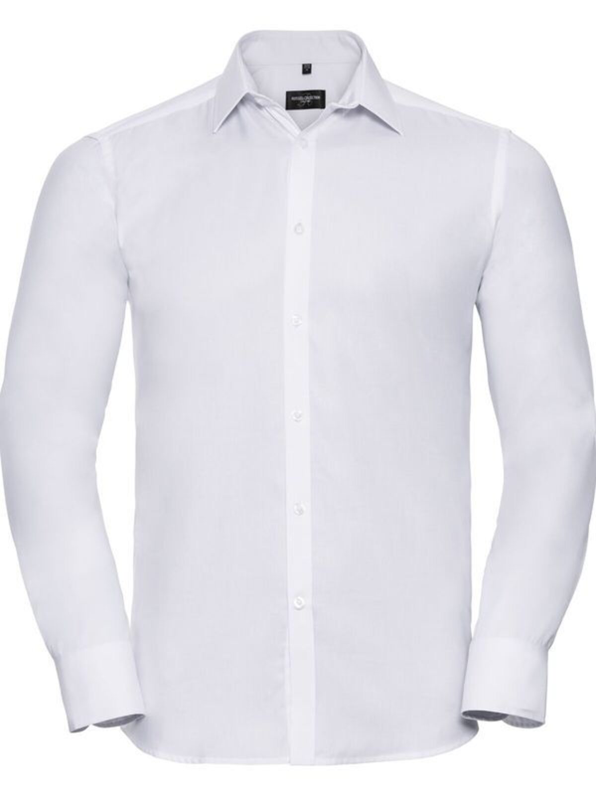 Men's Long Sleeve Tailored Herringbone Shirt - 30 - White