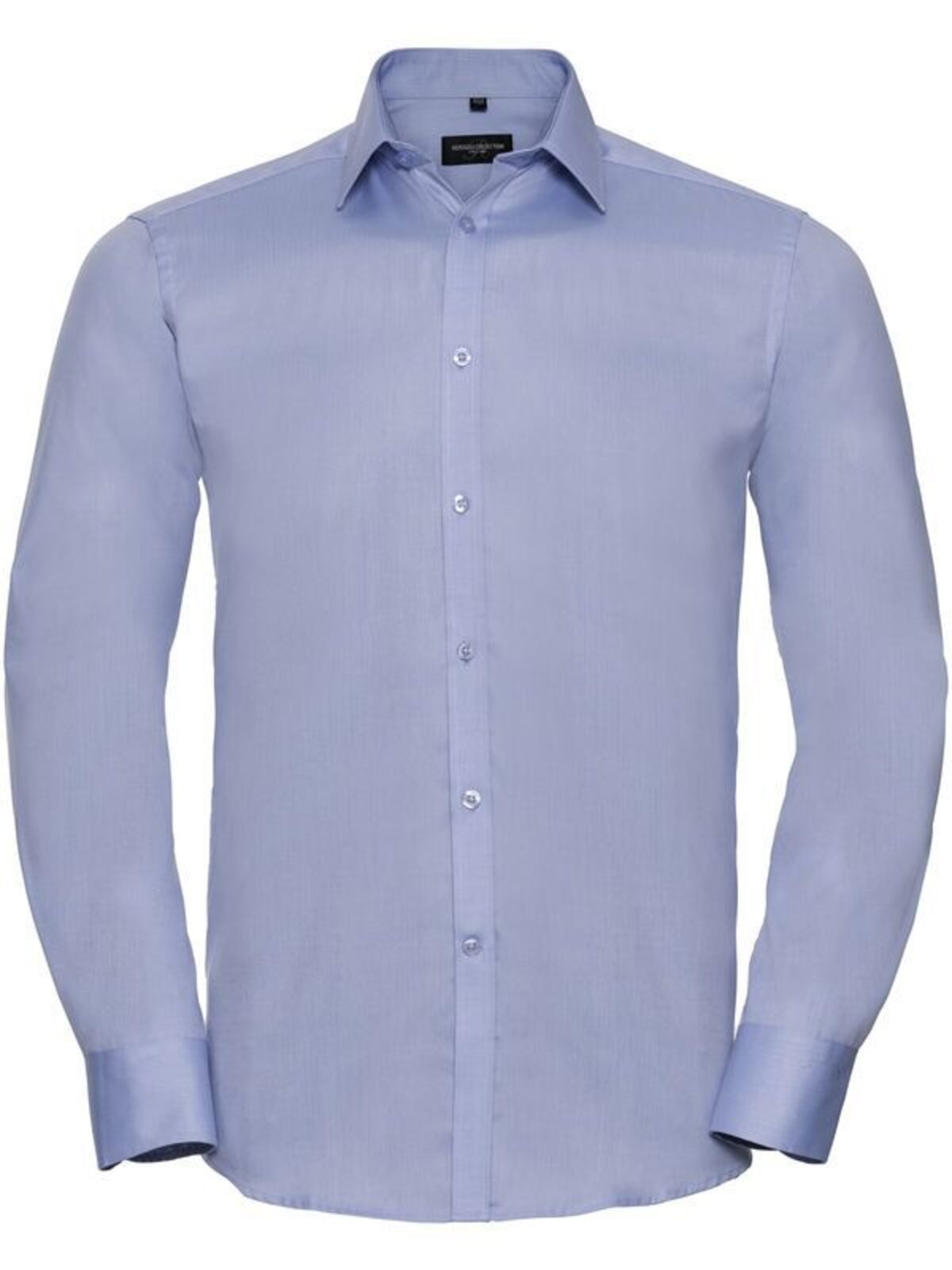 Men's Long Sleeve Tailored Herringbone Shirt - Light Blue