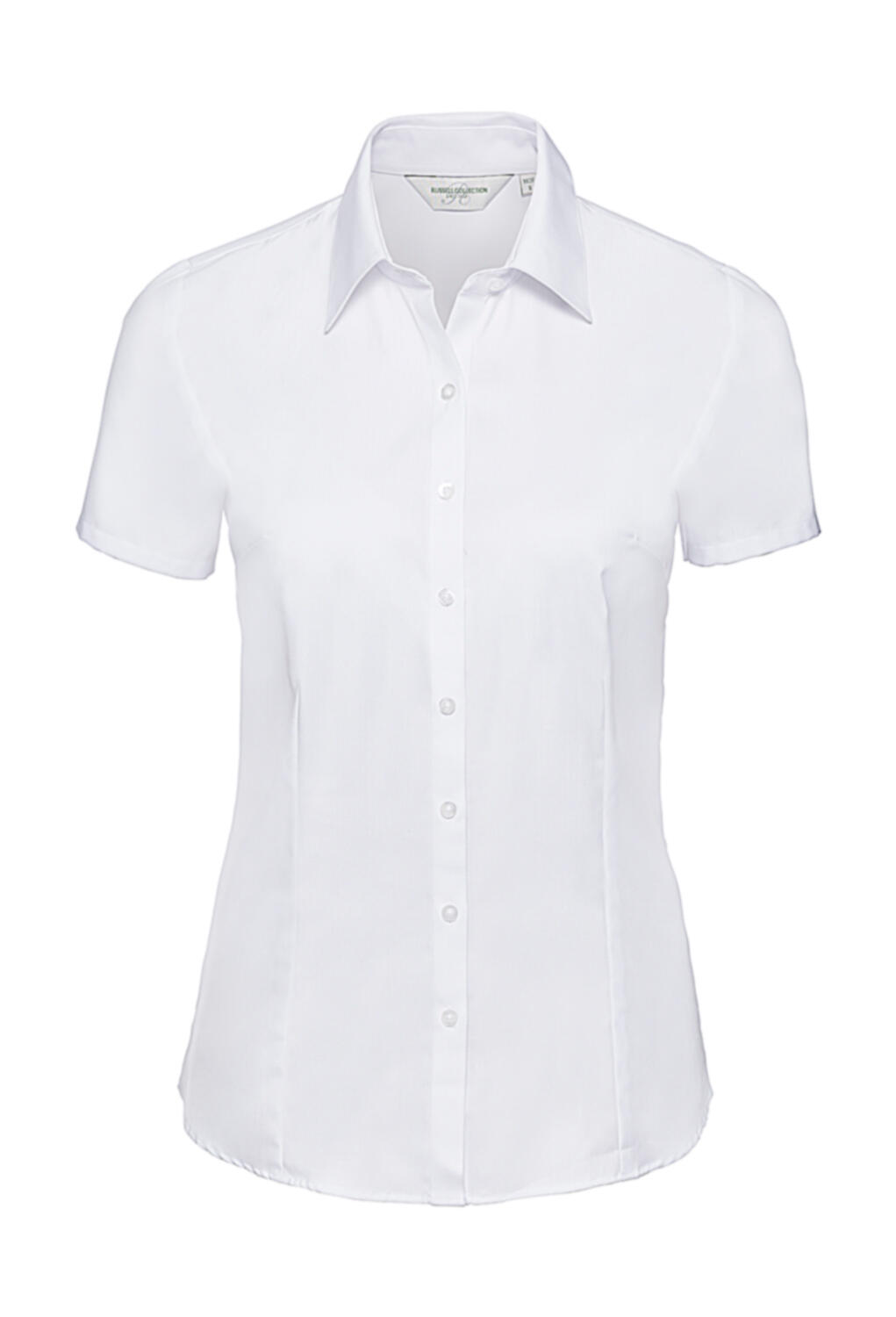 Ladies' Short Sleeve Tailored Herringbone Shirt - 30 - White