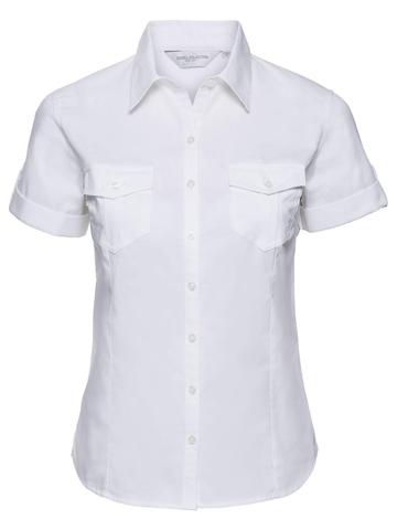 Camicia donna maniche corte con risvolto - 30 - White