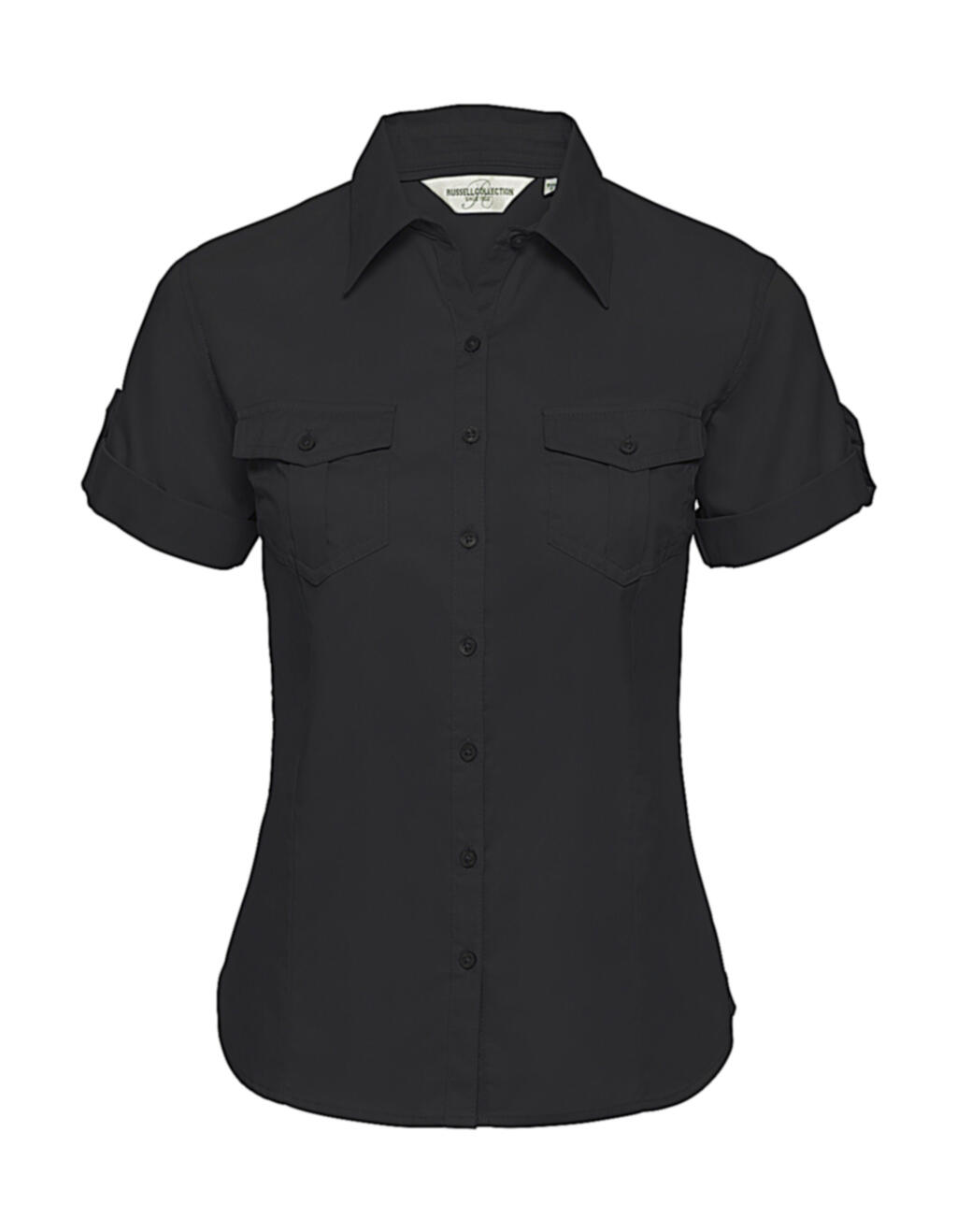 Camicia donna maniche corte con risvolto - 36 - Black