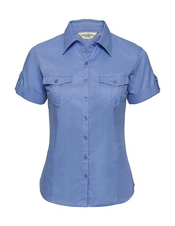 Camicia donna maniche corte con risvolto - BL - Blue
