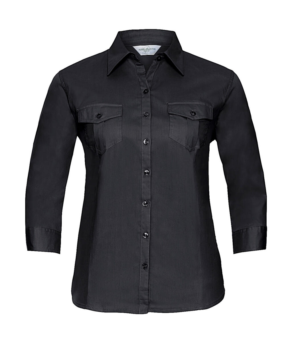 Camicia donna maniche 3/4 con risvolto - 36 - Black