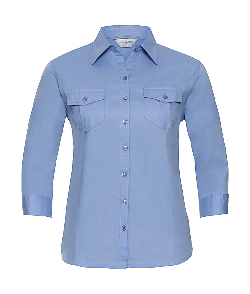 Camicia donna maniche 3/4 con risvolto - BL - Blue