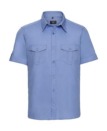 Camicia uomo maniche corte con risvolto - BL - Blue