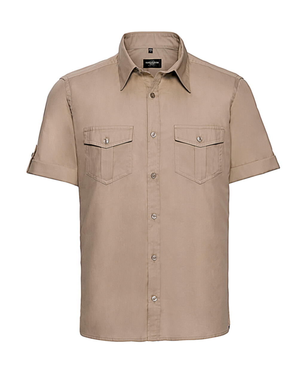Camicia uomo maniche corte con risvolto - Khaki