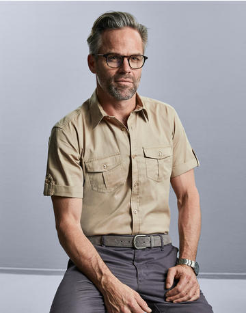 Camicia uomo maniche corte con risvolto