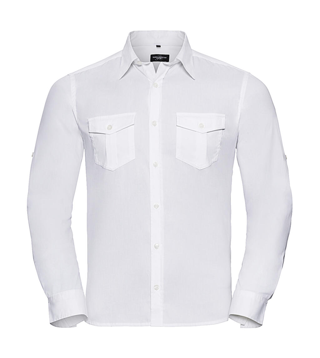 Camicia uomo maniche lunghe con risvolto - 30 - White