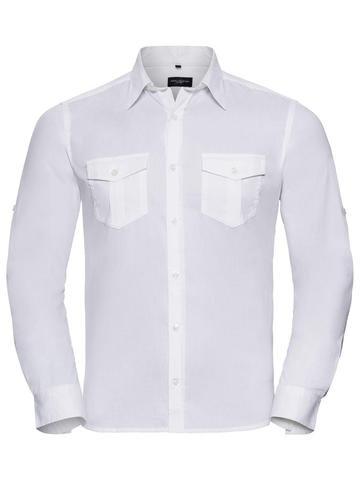 Camicia uomo maniche lunghe con risvolto - 30 - White