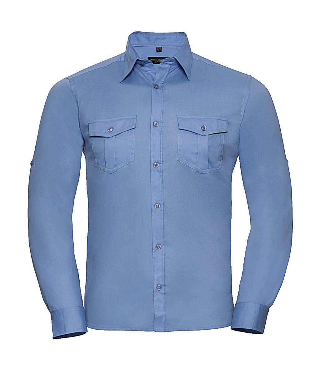 Camicia uomo maniche lunghe con risvolto - BL - Blue