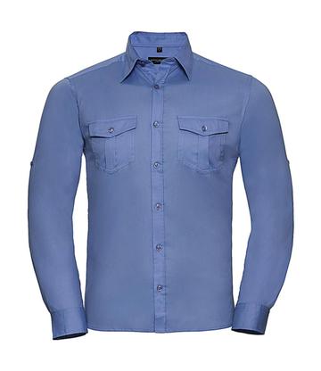Camicia uomo maniche lunghe con risvolto - BL - Blue