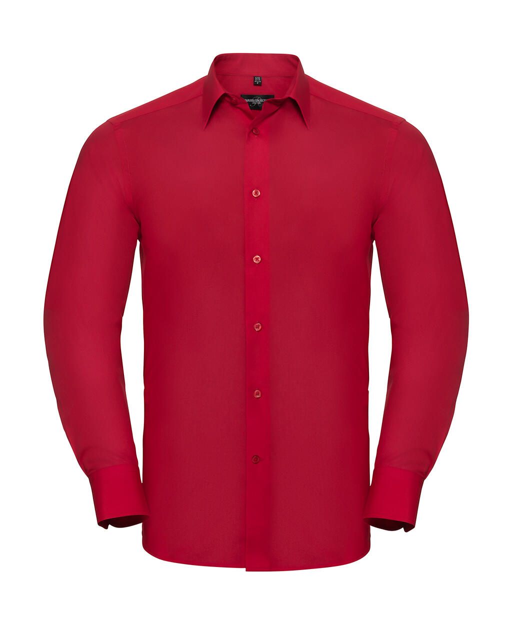 Men's Long Sleeve Tailored Polycotton Poplin Shirt - CR - Classic Red