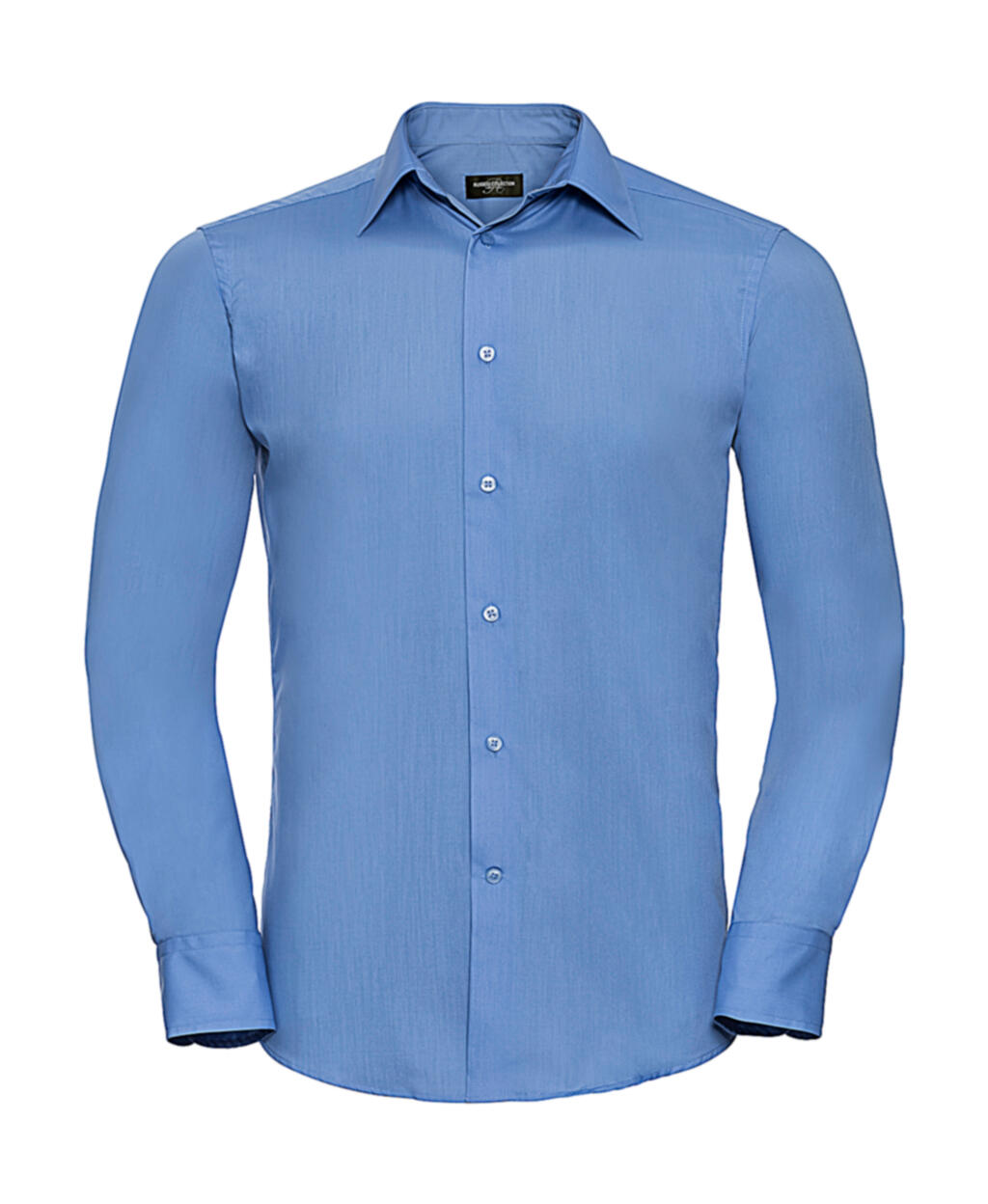 Men's Long Sleeve Tailored Polycotton Poplin Shirt - CP - Corporate Blue