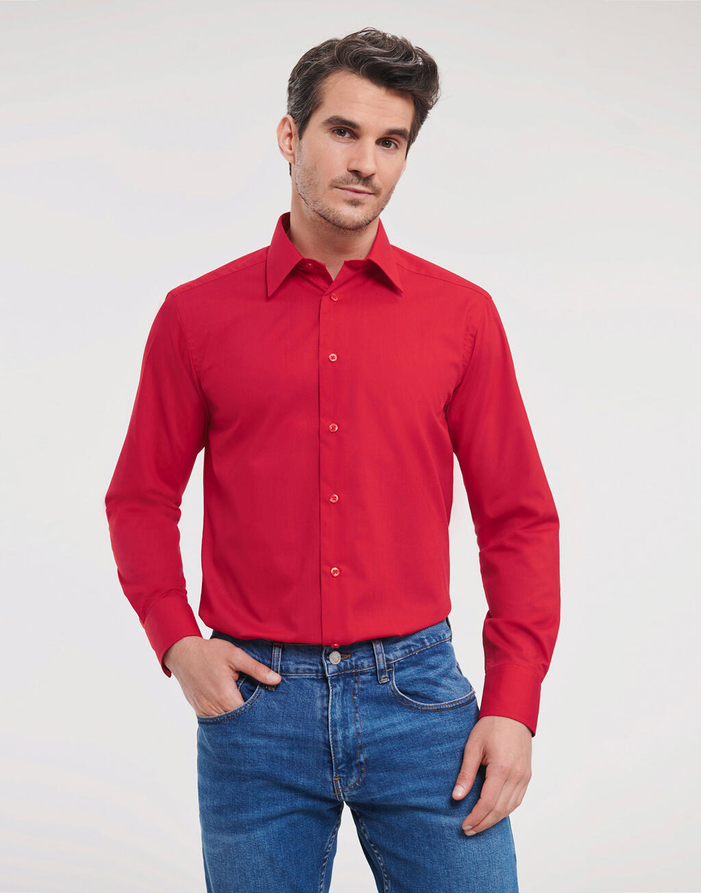 Men's Long Sleeve Tailored Polycotton Poplin Shirt