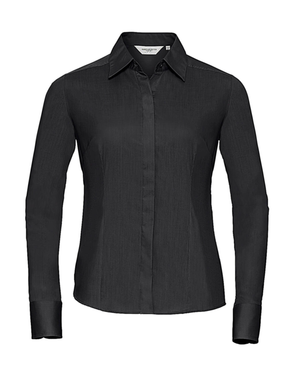 Ladies' Long Sleeve Fitted Polycotton Poplin Shirt - 36 - Black