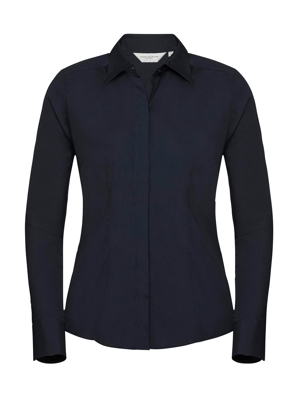 Ladies' Long Sleeve Fitted Polycotton Poplin Shirt - French Navy