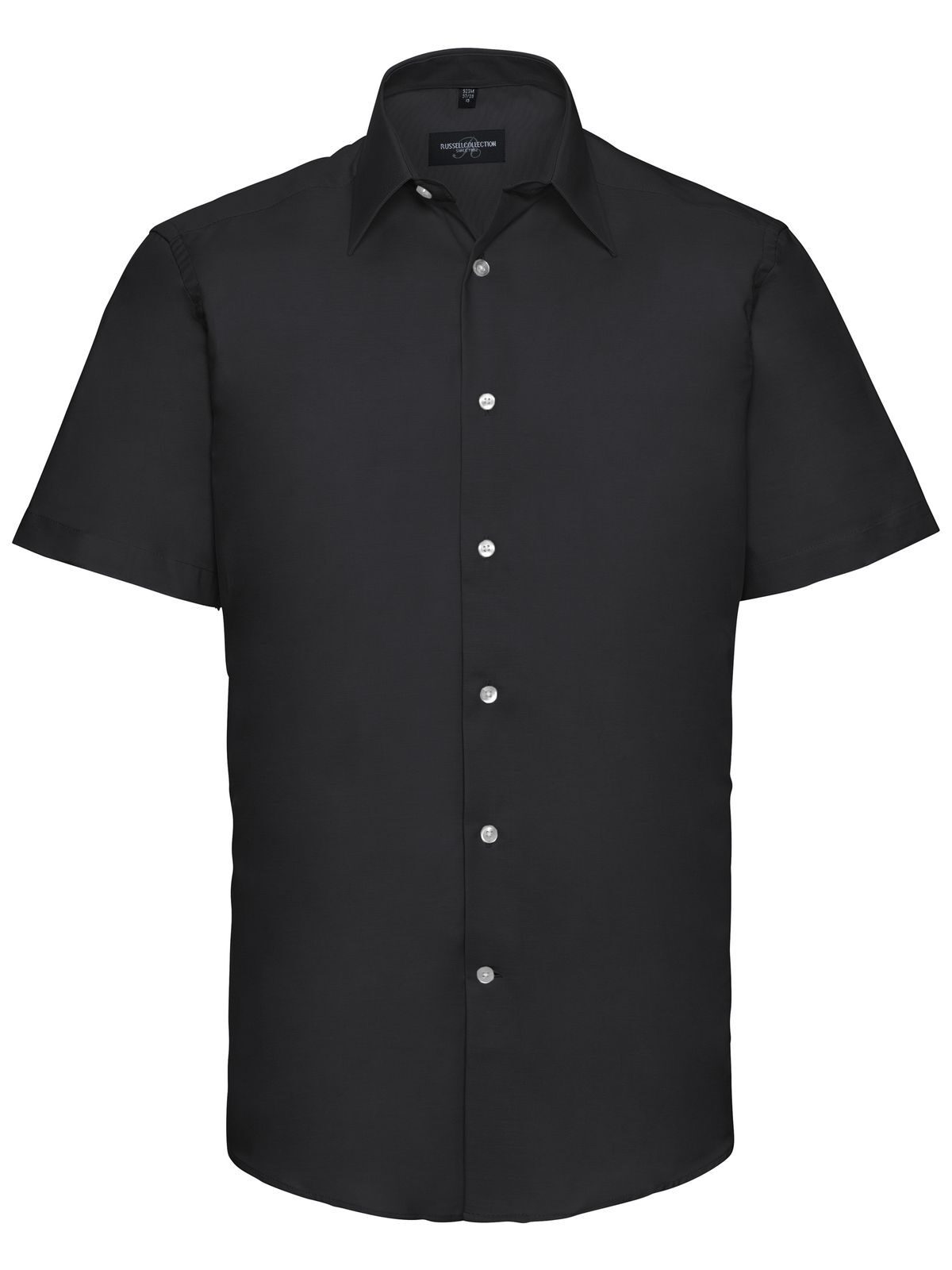Men's Short Sleeve Tailored Oxford Shirt - 36 - Black