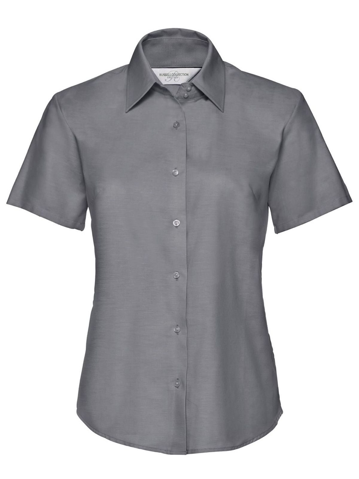 Ladies' Short Sleeve Tailored Oxford Shirt - SI - Silver
