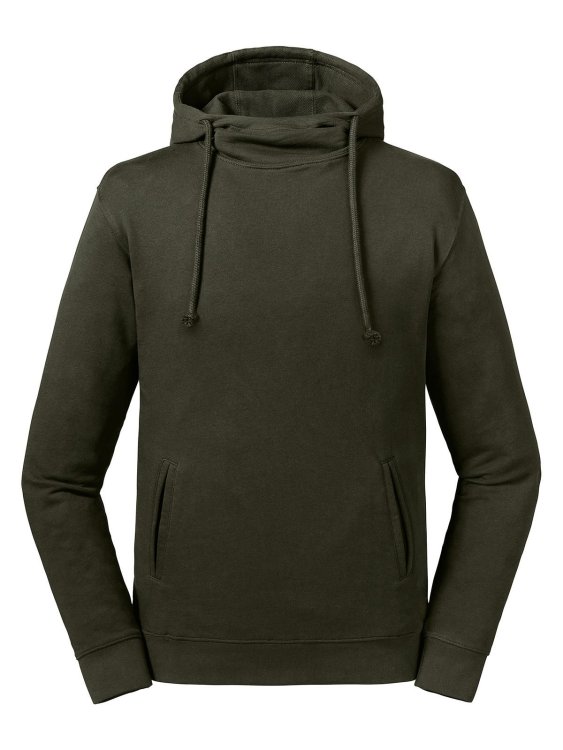 Pure Organic High Collar Hooded Sweat - DO - Dark Olive