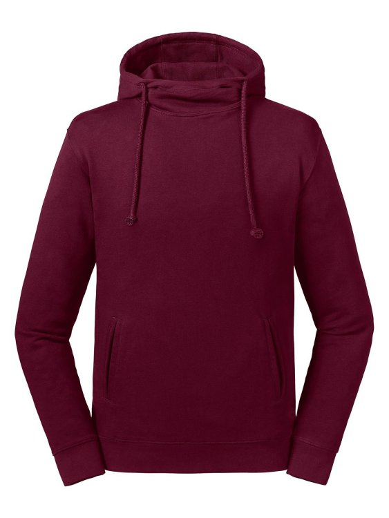 Pure Organic High Collar Hooded Sweat - BUR - Burgundy