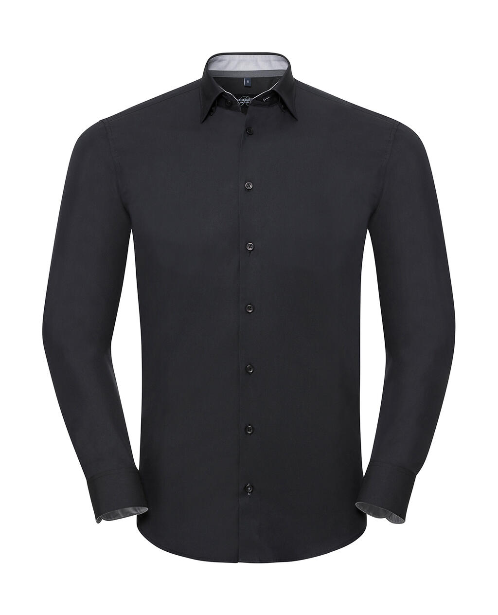Camicia LS Tailored Contrast Ultimate Stretch - Black/Oxford Grey/Convoy Grey